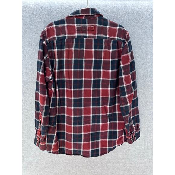 Duluth Trading Co. Men's sz L Navy Red Flannel Button Down Slim Fit 100% Cotton - Picture 2 of 8